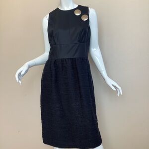 Bill Blass Navy Blue Sleeveless Dress with Big Button Accents